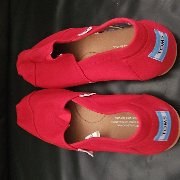 TOMS Womens  Alpargata Red Canvas Slip On Flat Shoes Size 8.5 US NEW - Picture 5 of 8